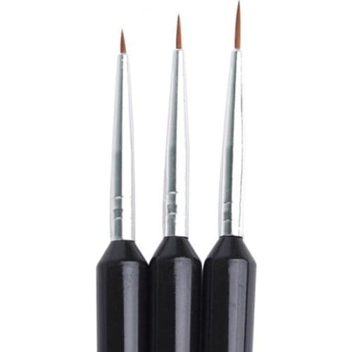34YC 3 Pieces Premium Nail Art Liner Brushes Sets Perfect for Nail/Rock Painting Fine Art Painting 3D Model Painting
