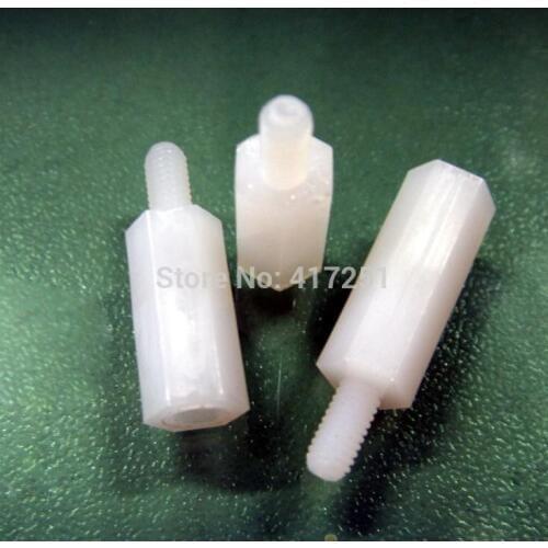 Low price 1 piece Metric M3*5+6mm Hexagon Nylon Threaded Spacers Fasteners