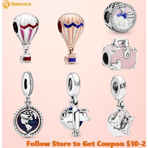 2020 New 925 Sterling Silver Beads Hot Air Balloon Globe Trip Charms fit Original Pandora Bracelets Women DIY Jewelry