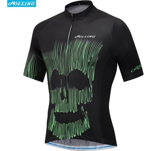 NEW Cool Green Skull Orolling Cycling Jersey Tops Bike Sports Wear Free Shipping