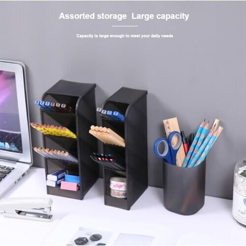 Office Desk Organizer Pen Holder 4 Compartments Desktop Pen Organizer for Home Office School Transparent Pencil Storage Box
