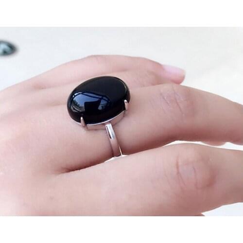 Natural Black Onyx Ring opening all-match ring contracted South Korea personality girlfriend bestie ring finger