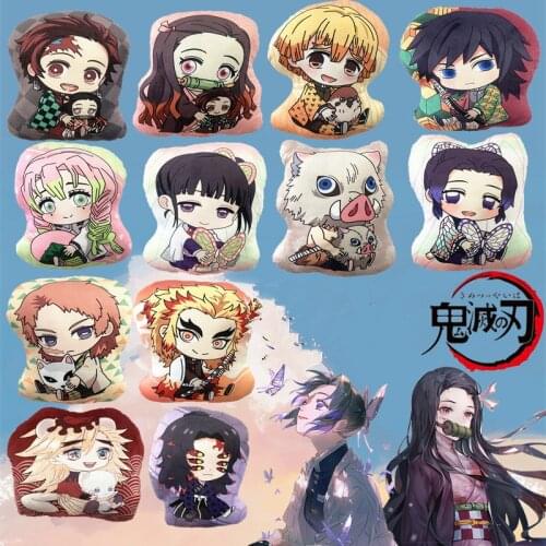 Anime Demon Slayer Plush Toy Plushies Pillow Cushion Tanjirou Nezuko Zenitsu Kanawo Shinobu Muzan Decor Doll Toys for Youth Gift