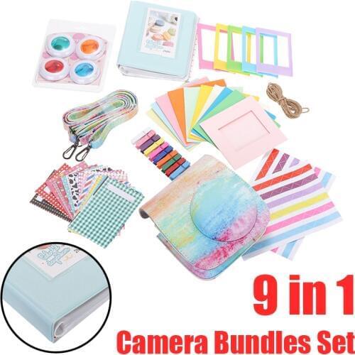 Pohiks 9 in 1 Bundles Set Rainbow Mist Case Synthetic Leather Bag Book Album For Fujifilm Instax Mini 8 9 Accessories