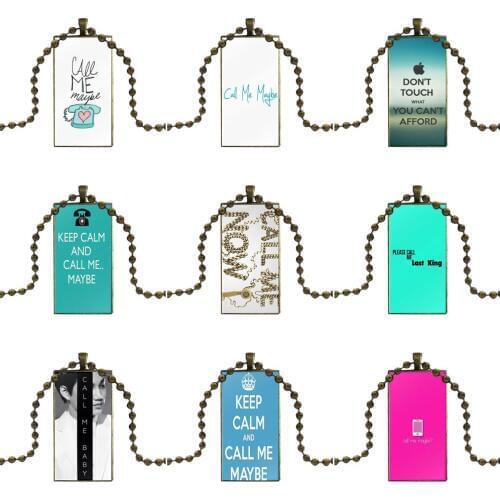 Call Me Letter For Lovers Girl Friend Best Gift Fashion Glass Cabochon Pendant Rectangle Necklace Choker Necklace Jewelry