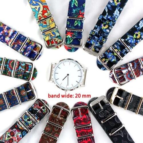 20mm Sports Nato Strap Fabric Nylon Watchband Buckle Belt for James Bond Watch Bands Colorful Rainbow Strap