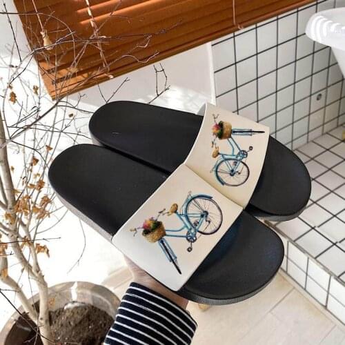 2021 women slippers Romantic Vintage Bicycle Flower Print Comfortable Girls Sandals Outdoor Indoor Home Non-slip Slides