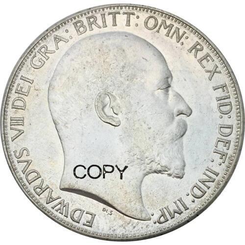 Great Britain 1 Crown Edward VI 1902 St.George Slaying The Dragon Crown Cupronickel Plated Silver Copy Coin Commemorative COINS