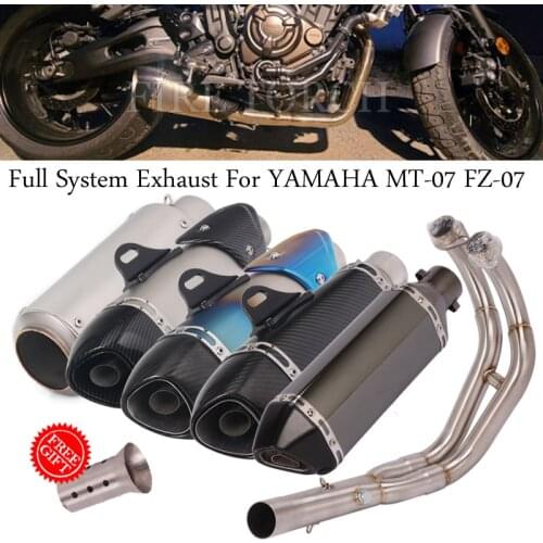 Full System Motorcycle Exhaust Modified DB Killer Muffler Escape Front Mid Middle Link Pipe For YAMAHA MT-07 FZ-07 FZ07 XSR700
