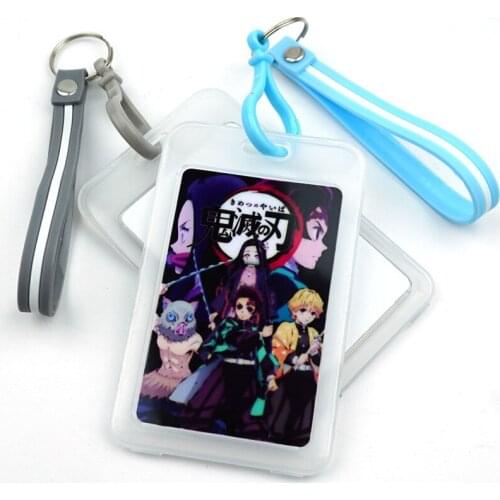 Cartoon Demon Slayer Anime Transparent Keychain Id Card Holder Credit Bank Card Protective Case Student Bus Card Card Cover Gift