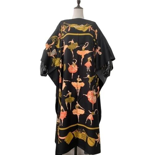 Европейская одежда printed Silk batwing Sleeve Holiday Beach lady dresses Free Size Kuwait Bohemian Muslim Women maxi dresses