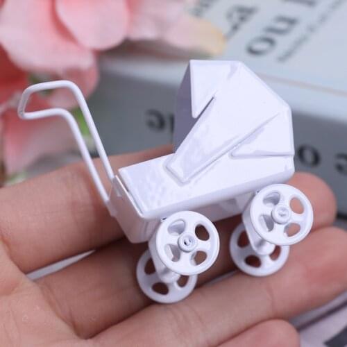 1 Pc White Baby Stroller Pram Model Kids Toy DIY Miniature Dollhouse Plastic Stroller Bike Car Doll Accessories gift for baby