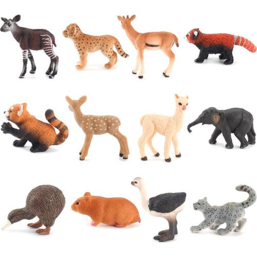 1Pcs Mini Wild Zoo Farm Animal Cubs Leopard Antelope, Deer Red Panda Model PVC Animal Action Figures Children Cognition Gifts