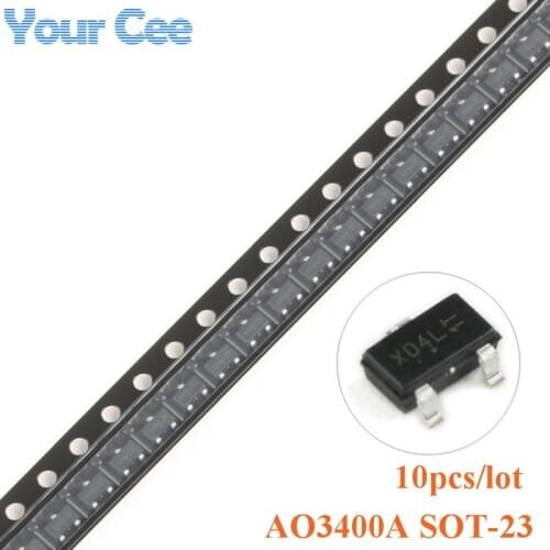 10pcs AO3400A AO3400 transistor n channel 30V 5.7A SMD transistor SOT-23 Surface Mount X0SOT-23N