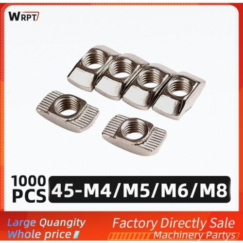1000 pcs/ 3D printer parts M4/M5/M6/M8 carbon steel T-nut fastener aluminum connectors for 4545 industry specifica