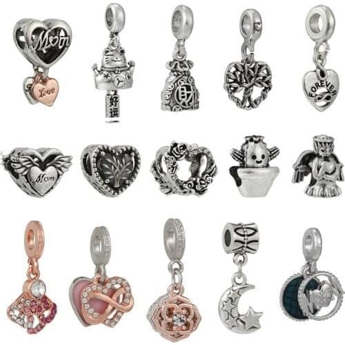 2Pcs/Lot New Design Silver Plated Angel Wing Mother Charm Beads Fit Charm Bracelets For Grateful Mother Jewelry Gift Making