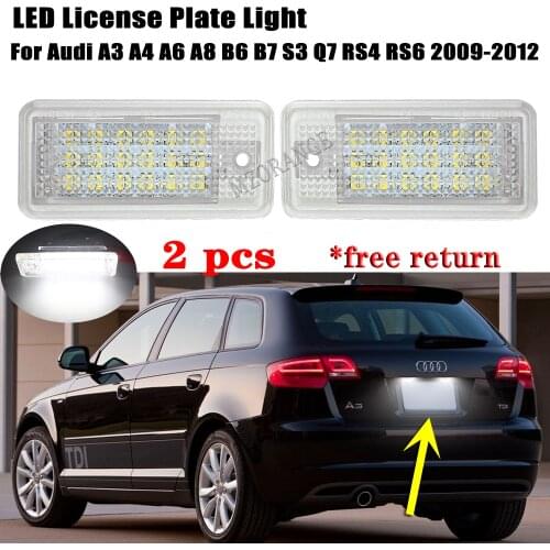 1 Pair Led License Plate Light For Audi A3 8P A4 B6 B7 A5 A6 4F Q7 Car Parts Auto Accessories Number Plate Lamp Rear Stop Signal