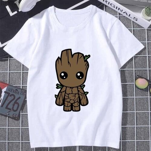 2021 Summer GROOT T-shirt Funny Cartoons Printed Unisex Guardians of The Galaxy Oversized T Shirt Women Couple Kawaii Streetwear