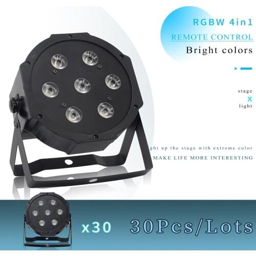 30unit 25 Angle big lens 7x12W led Par lights with Remote control RGBW 4in1 flat par led dmx512 disco lights professional stage
