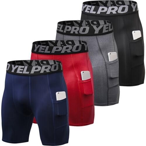 4 Packs Men Compression Shorts Active Workout Underwear with Pocket Mens running shorts 4 pcs /set quick dry breathable shorts
