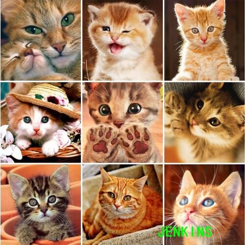 5D DIY Cat Diamond Painting Rhinestone Pictures Diamond Embroidery Animals Cross Stitch Kit Home Decoration Jenkins