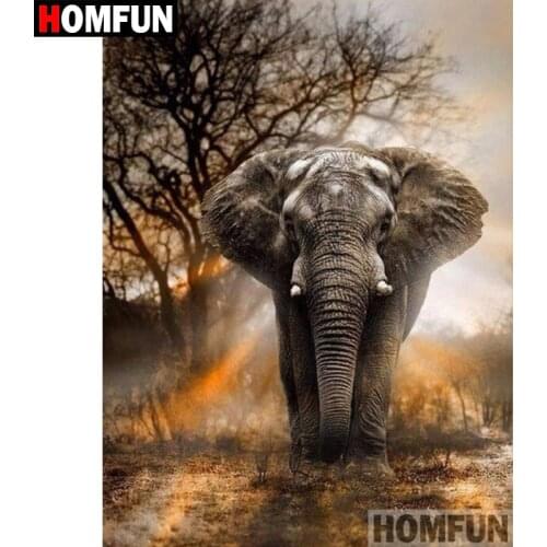 HOMFUN 5D DIY Diamond Painting Full Square/Round Drill "Animal elephant" 3D Embroidery Cross Stitch gift Home Decor A02357