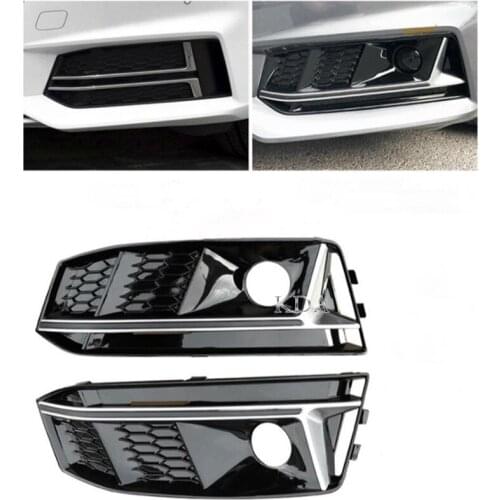 Auto Left Right Front Chrome Bumper Fog Light Grill Cover Racing Grills with ACC Hole For Audi A4 SLine S-Line B9 2017 2018 2019