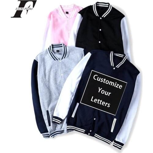 Custom made baseball jacket bomber jacket Men Women Unisex DIY Logo Design Baseball Uniform Sweatshirt Customize Streetwear