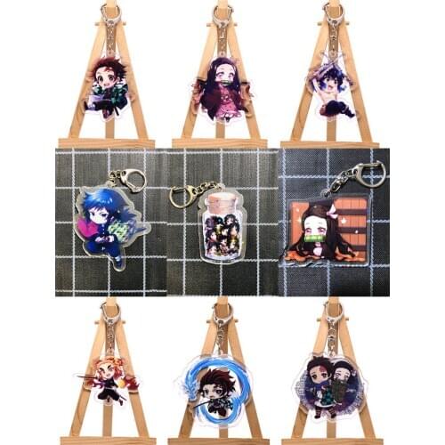 Anime Demon Slayer Key Chain Tsuyuri Kanawo Kamado Nezuko Kimetsu No Yaiba Cosplay Prop Acrylic Keyring Accessory