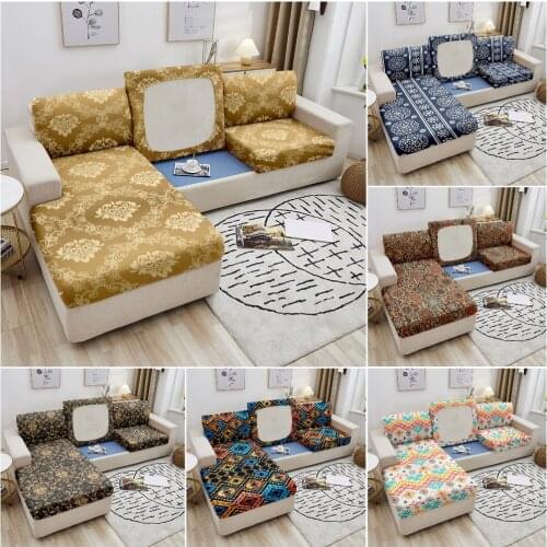 Bohemian Sofa Seat Cushion Cover Elastic Home Decoration Floral Printed Sofa Protector Washable Removable Couch Slipcover