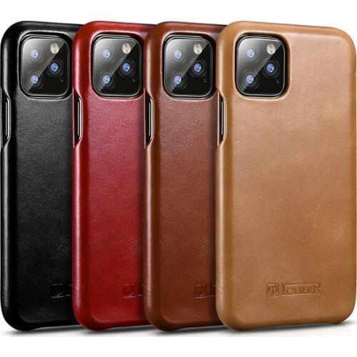 Genuine Leather Case for iPhone 11 Pro Max Xs Max Xr X Luxury Real Cowhide Leather Phone Case Vintage Business Flip Cover