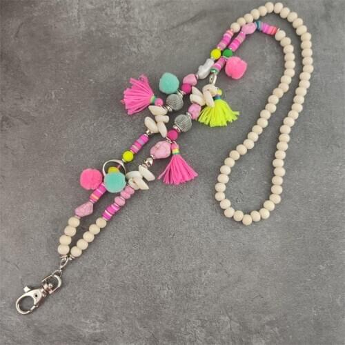 Boho Phone ID Card Badge Holders DIY Fashion Lanyard Keychains Jewelry Accessory for summer beach necklace