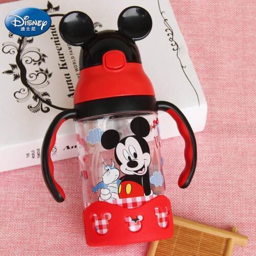 Disney Childrens Cup with Straw Baby Cup Baby with Handle 3D Cartoon Drinking Cup