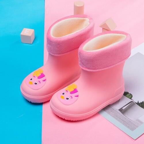Childrens Cartoon Boys and Girls Rainshoes Non-Slip Splittable Plus Velvet Cotton Cover Baby Rain Shoes Childrens Rain Boots