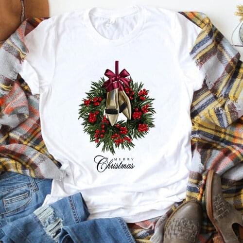 Women Santa Claus Harajuku Short Sleeve T Shirt Female White Tops New Suitable All Seasons Cute Christmas Girl T Shirt