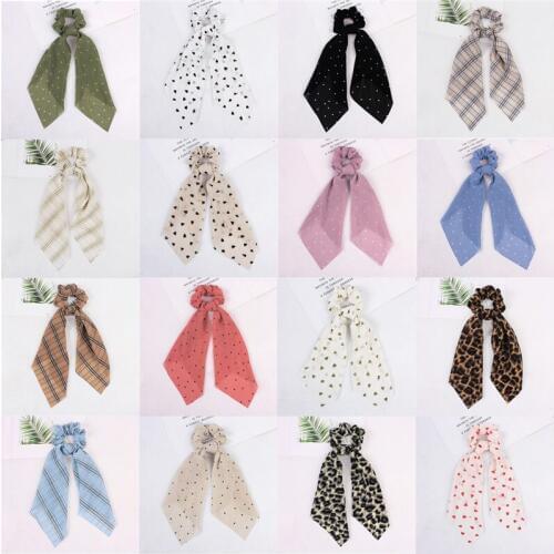 Imixlot Bohemian Dot Printed Ribbon Hair Scrunchies for Women Sweet Fashion Elastic Hair Band Hair Rope Ties Accessories