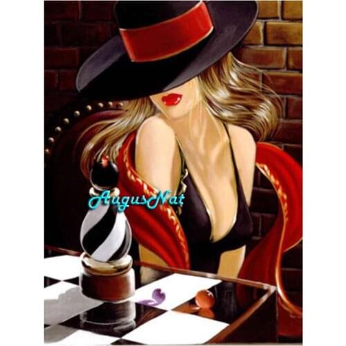 Sexy lady diamond painting full square hat women wall art diamond sticker diy diamont mosaic picture decoration bird craft gift