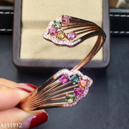 KJJEAXCMY fine jewelry natural Tourmaline 925 sterling silver new women hand bracelet wristband support test classic