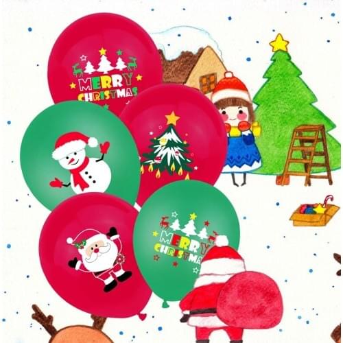 Red Green Cartoon Comic Merry Christmas DIY Latex Balloons Cupcake Stick Happy New Years Day Christmas Party Home Bar Decor