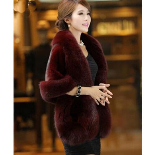 Large size fur cape new Haining imitation fox fur autumn and winter coat bride cloak thin imitation mink fur women fur coat