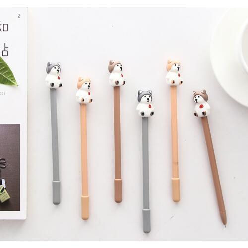 Cute puppy neutral pen Korean creative stationery black cute cartoon pen huskies 0.5mm