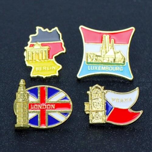 Fashionable metal badge Germany, Czech Republic, Luxembourg national flag brooch decorated with accessories for boys' suits