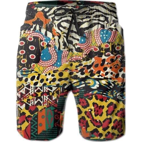 Mens Swimming Shorts Traditional African Wild Animal Skins Men Trunks Swimsuit Man Beach Wear Short Pants Bermuda Boardshorts