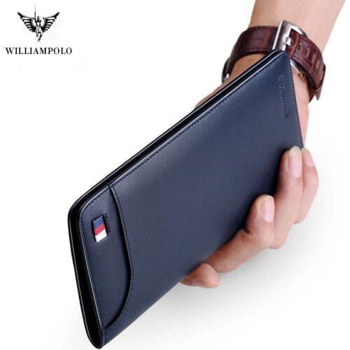 Men Wallet Luxury Brand High Quality Male Purse Long Black Slim Thin Cowhide Clutch Designer Leather Genuine Wallet