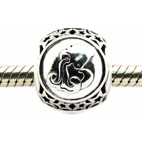 Genuine 925 Sterling Silver Aquarius Star Sign Charm Original Beads for Women DIY Fit Pandora Bracelets Fine Jewelry Kralen