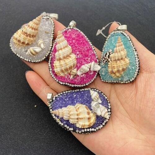 Irregular Resin Conch Diamond Pendant Natural Semi-precious Stone Pendant for DIY Necklace Jewelry Making Charm Accessories