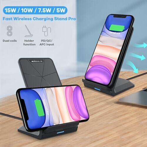 Nillkin wireless charger 15w Fast Qi Wireless Charging Stand,10W Wireless Charging Station Dock for iPhone 11 12 Pro Max Note 20