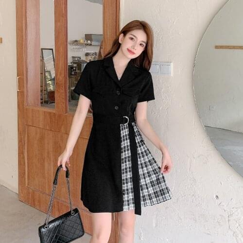 2021 new womens spring French first love black little black skirt niche suit dress summer harujuku dress A-LINE Ruffles