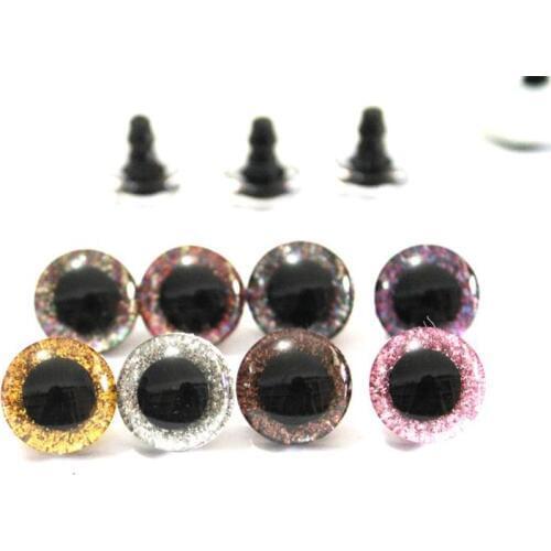 400pcs/lot new clear 16mm clear 3D glitter safety toy eyes short stem +glitter fabric+ white hard washer-- color option-N8