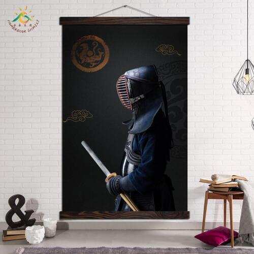 Posters and Prints Wall Art Decor Canvas Painting Frame Pictures Home Decoration for Living Room Japanese Art Cool Samurai Kendo